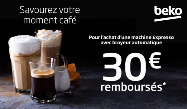 offre de remboursement machine à café beko avec 30 euros remboursés
