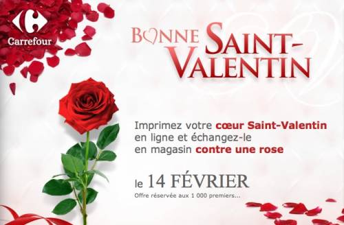 carrefour saint-valentin 2012 : rose gratuite contre coeur à imprimer