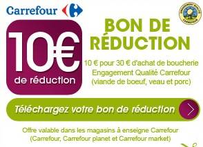 carrefour bon de réduction 10? pour 30? de viande aqc achetés