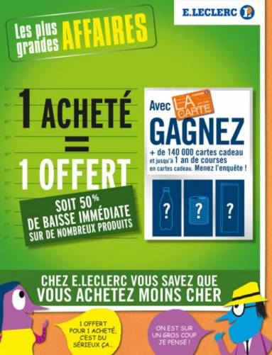 bon plan leclerc 1 acheté = 1 offert