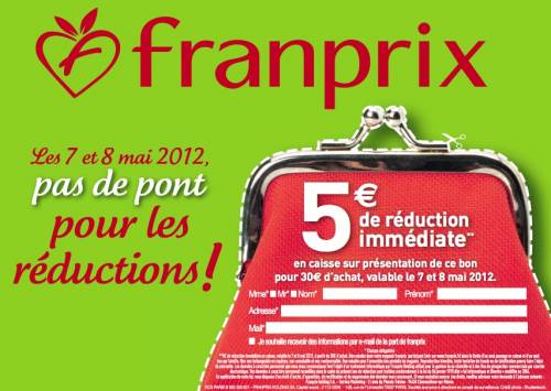 franprix vous offre 5? de réduction les 7 et 8 mai 2012