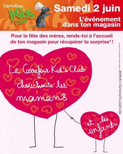 cadeaux gratuits pour la fête des mères 2012 avec le carrefour kid's club 2012