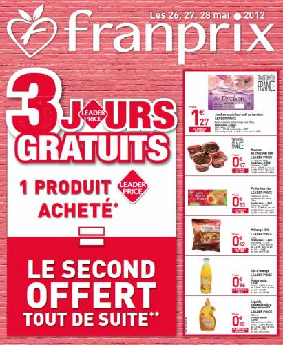 franprix promo 3 jours gratuits 1 produit acheté = le second offert