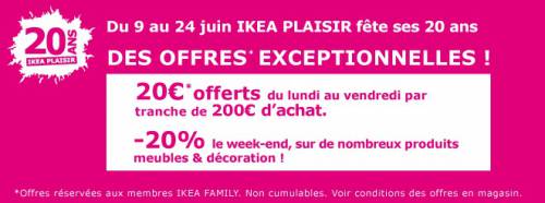 ikea plaisir 20 ans : 20? offerts et -20% sur les meubles et la déco