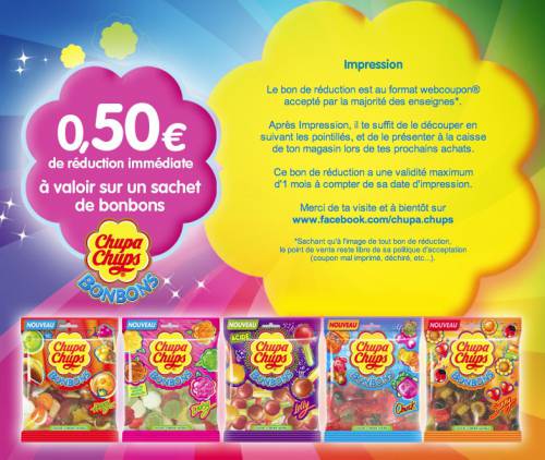 bon de réduction sur les bonbons chupa chups