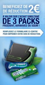 2? de réduction valable sur freedent, airwaves et 5gum grâce à ce bon plan