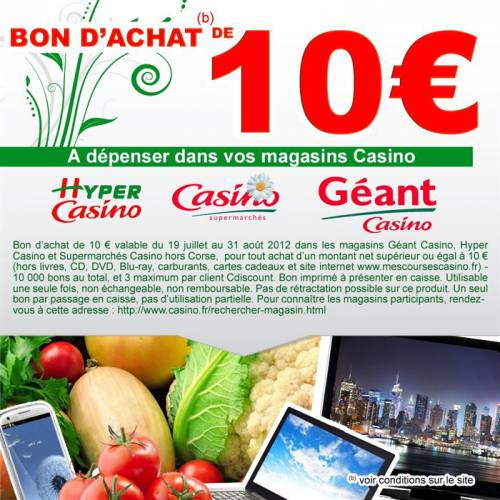bon d'achat casino 10? vendu 5?