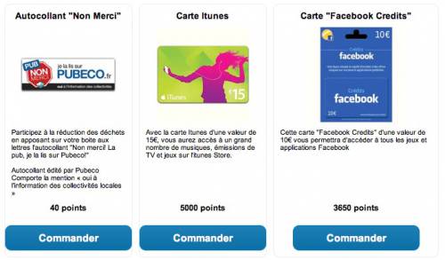 pubeco points fidélité pour gagner des cadeaux gratuits