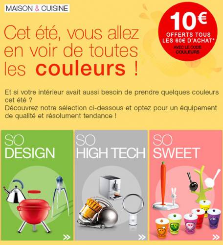 fnac : 10? offert tous les 60? d'achat sur les rayons maison et cuisine