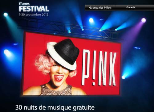 places gratuites pour itunes festival 2012 avec pink