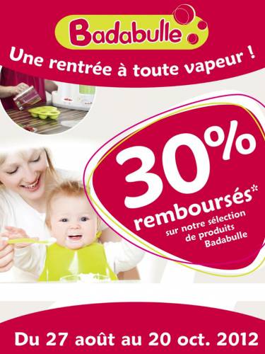 puériculture badabulle 30% remboursé du 27 août au 20 octobre 2012