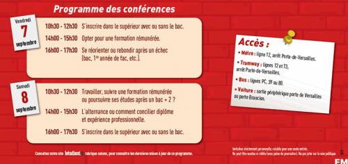 les conférences dédiées au salon de la rentrée 2012 de septembre