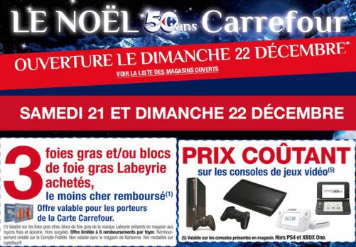 carrefour : consoles prix coûtant pour noël 2013