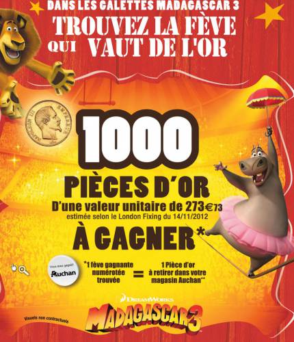auchan galettes des rois 2013 1000 pièces d'or en guise de fèves