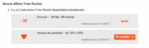 cashback igraal yves rocher