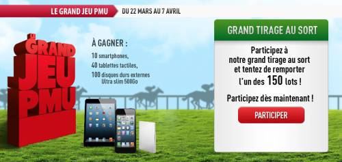 grand jeu pmu : 150 lots hightech à gagner avec iphone 5 et ipad mini
