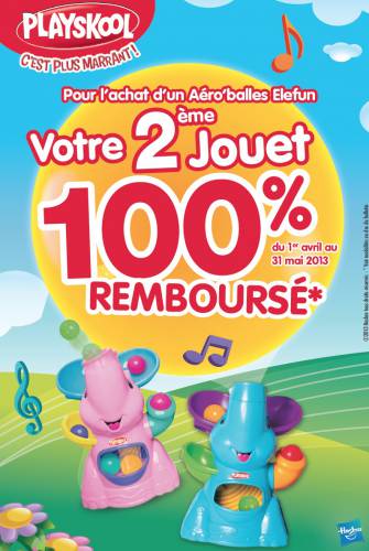 odr playskool aeroballes elefun : votre 2ème jouet est 100% remboursé