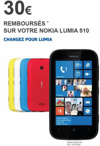 offre remboursement nokia lumia 510 avec 30? remboursés