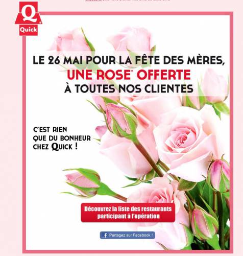 quick fête des mères 2013 : une rose gratuite offerte