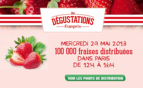 franprix fraises gratuites distribuées dans paris