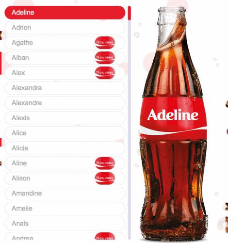 votre prénom sur coca-cola : 100 nouveaux prénoms