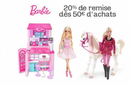 bon plan barbie noël 2013 : 20% de remise immédiate dès 50? d'achats