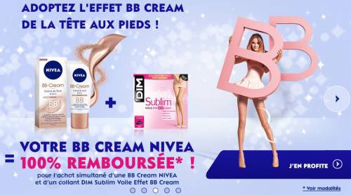 nivea bb cream 100% remboursé pour l'achat d'un collant dim sublim voile effet bb cream