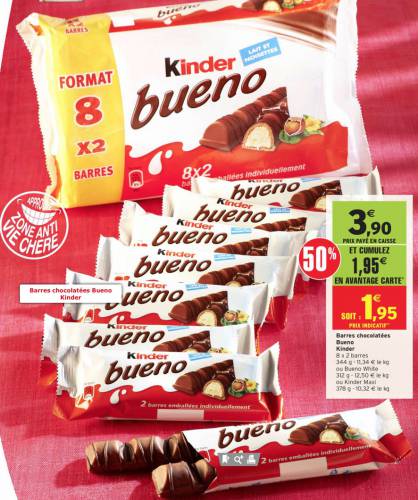 promo kinder bueno intermarché avec 50% remboursé sur la carte fidélité