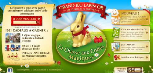 jeu lindt pâques 2014 : grand jeu du lapin or avec la chasse aux codes magiques