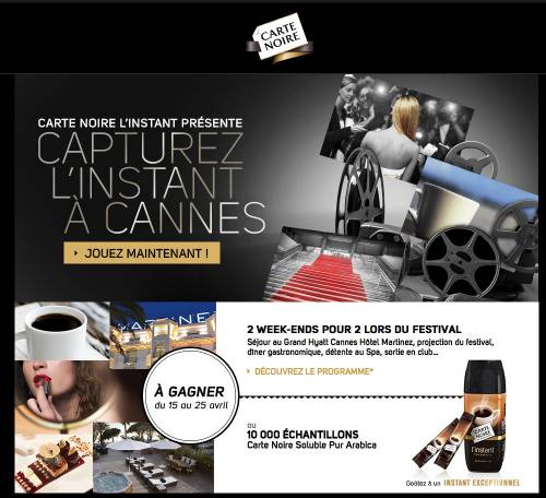 jeu carte noire festival de cannes 2014 : gagner des échantillons gratuits de café soluble à recevoir chez soi