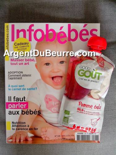 magazine infobébés mai juin 2014 : gourde compote offerte