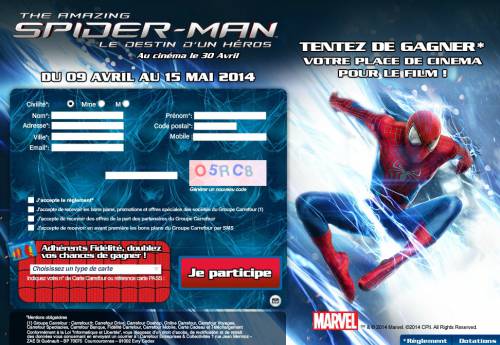 jeu the amazing spider man 2 : gagner 2500 places de cinéma gratuites