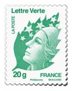 timbre verte lettre verte à 57 centimes