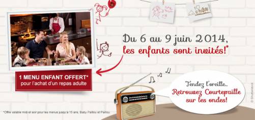 courtepaille menu enfant offert