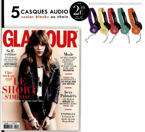 magazine glamour août 2014 casque offert avec 5 coloris au choix pour 2,1?