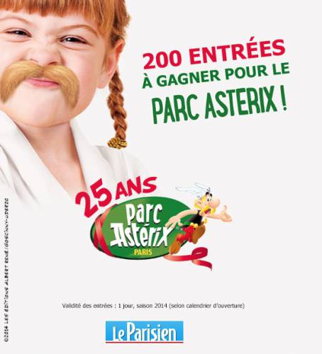 jeu le parisien parc astérix avec 200 entrées gratuites à gagner