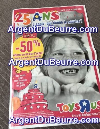 toys r us 25 ans jouets noël 2014 avec 50% offerts en bon d'achat