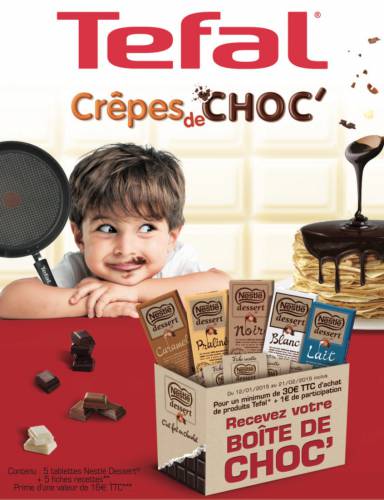 offre tefal chandeleur 2015 crêpes de choc : 1 boîtes de chocolats nestlé offerte pour 1?