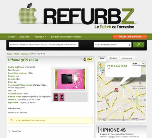 refurbz iphone 3gs à 140 euros