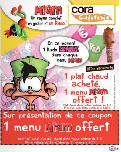 cora cafétéria bon plan menu enfant gratuit