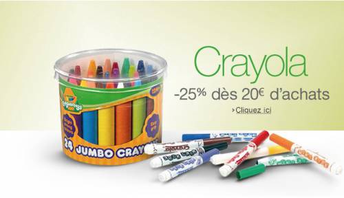 bon plan crayola 25% de réduction dès 20? d'achat sur amazon