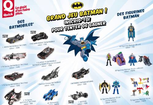 Quick: plus de 250 figurines Batman à gagner Echantillons gratuits,