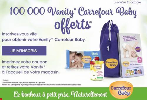 carrefour vanity baby bébé avec 100 000 coffrets offerts jusqu'au 31 octobre 2015 inclus