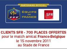 sfr offre des places gratuites football pour france belgique