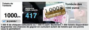 tickets de tombola sur la loterie lotoroute pour gagner 1000 euros de carburant