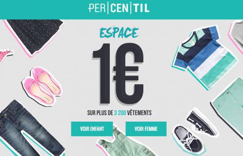 promo vêtements percentil à 1 euro