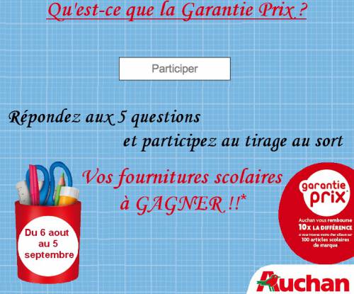 jeu-concours auchan pour gagner 20 lots de fournitures scolaires gratuites pour la rentrée des classes 2012