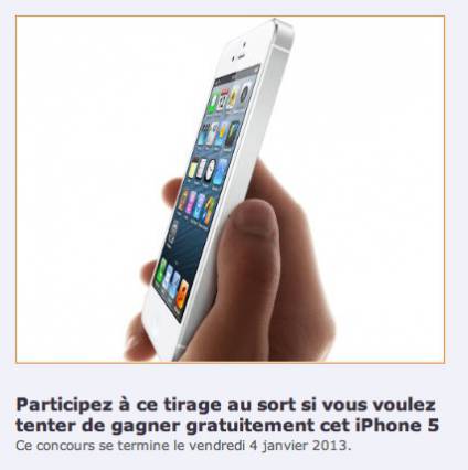 butineo iphone 5 à gagner jusqu'au 4 janvier 2013 participation possible chaque jour