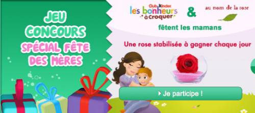pour la fête des mères 2013 des roses stabilisées décoratives gratuites à gagner avec le club kinder