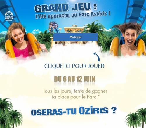 grand jeu parc astérix été 2013 1 place à gagner par heure